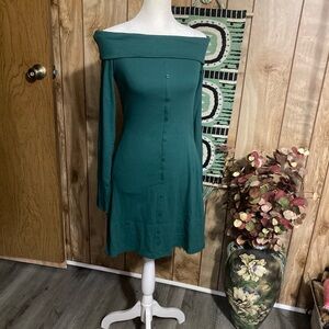 Wild Fable Teal Off-Shoulder Long Sleeve Dress
